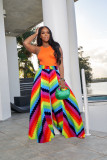 Plus Size Casual Printed Wide Leg Pants (Without Top) ZDF-31195