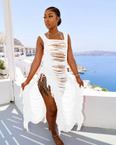 Sexy Hollow Out Tassel Lace-Up Long Beach Dress TR-1216