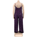 Plus Size Leopard Print Wide Leg Jumpsuit OSIF-22405