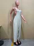 Solid Sleeveless Loose Strap Jumpsuit OLYF-6106