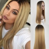 Gradient Color Middle Part Long Straight Wigs BMJF-K10