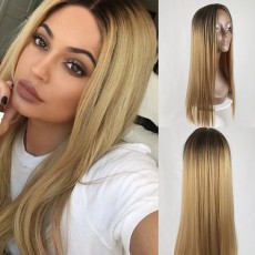 Gradient Color Middle Part Long Straight Wigs BMJF-K10