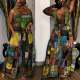 Plus Size Printed Sleeveless Strap Loose Jumpsuit ZDF-31225X