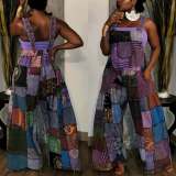 Plus Size Printed Sleeveless Strap Loose Jumpsuit ZDF-31225X