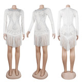 Plus Size Rhinestone Tassel Night Club Dresses NY-2533