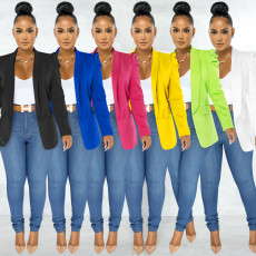 Solid Puff Sleeve Long Sleeve Blazer Coat BY-5932