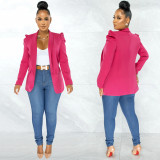 Solid Puff Sleeve Long Sleeve Blazer Coat BY-5932