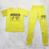 Casual Printed T Shirt And Pants Two Piece Sets SHD-9388