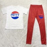 Casual Printed T Shirt And Pants Two Piece Sets SHD-9388