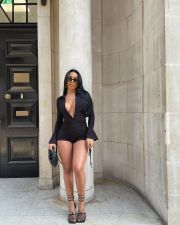 Sexy Deep V Neck Flare Sleeve Drawstring Romper ZDF-31153X