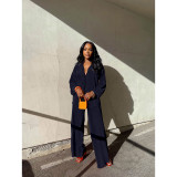 Solid Loose Long Sleeve Shirt And Pants 2 Piece Sets ASL-6590