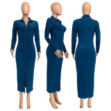 Solid Color Ruched Maxi Dress GLF-10112