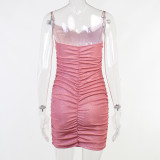 Sexy Ruched Spaghetti Strap Night Club Dresses FL-22285