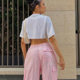 Solid Drawstring Casual Loose Pants FL-22013