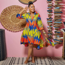 Casual 3/4 Sleeve Print Dress NY-10221