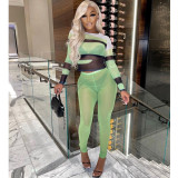 Mesh Sheer Long Sleeve Two Piece Pants Set GOSD-OS6512