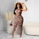 Fashion Sexy Print Mesh See-Through Sleeveless Maxi Dress GOSD-OS6169