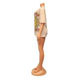Fashion Casual Ripped Printed Short Sleeve T-Shirt OS6260