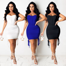 Fashion Sexy Smocked Wrap Dress GOSD-OS6206