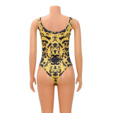 Sexy Print One Piece Swimsuit Shawl 2 Piece Set GOSD-OS6744