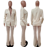 Sexy Blazer Coat+Mesh Pearls Pants 2 Piece Sets LSD-83121