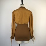 Long Sleeve Zip Colorblock Dress GWDS-220382