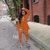 Sexy Blazer Coat And Hole Pants 2 Piece Sets LUO-3668