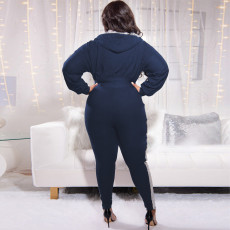Plus Size Hooded Long Sleeve 2 Piece Pants Sets OSIF-22520