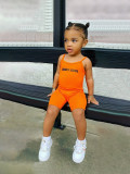 Kids Girls Letter Print Sling Rompers GYMF-YM028