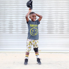Kids Cartoon Print Short Sleeve Two Piece Set GYMF-YM061