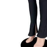 Solid Color Backless Hem Slit Jumpsuit ASL-6602
