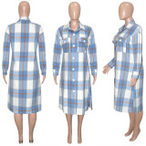 Classic Plaid Print Long Sleeve Coat SH-390410
