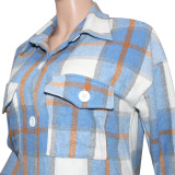 Classic Plaid Print Long Sleeve Coat SH-390410