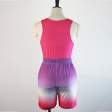 Casual Tank Top+Gradient Shorts Two Piece Sets GWDS-220511