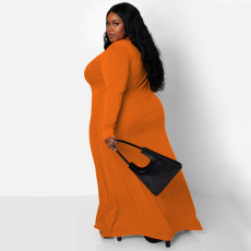 Plus Size Long Sleeve Single Breasted Maxi Dress NNWF-7701