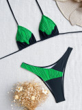 Sexy Colorblock Tie-Up Swimsuit Two-Piece Set CASF- 6440
