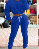 Casual Sports Solid Sweatshirt Two Piece Pant Set WAF-788306