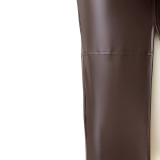 Fashion Solid PU Leather Slit Tie-Up Skirts ASL-6608