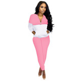 Contrasting Colors Long Sleeve Pant 2 Piece Set SHD-9824