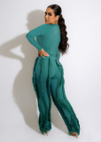 Casual Solid Long Sleeve Bodysuit+Tassel Lace Pants Sports Suits AIL-223