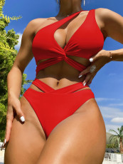 Sexy Bikinis Single Shoulder Cross Bandage Swimsuit CASF-6499