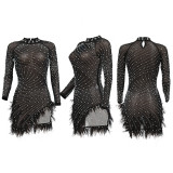Sexy Mesh See-Through Hot Drilling Irregular Dress CYA-900128