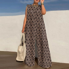 Plus Size Wide-Leg Print Jumpsuit NY-10316