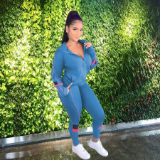 Plus Size Casual Print Hooded Coat And Pants Two Piece Set QXTF-8813