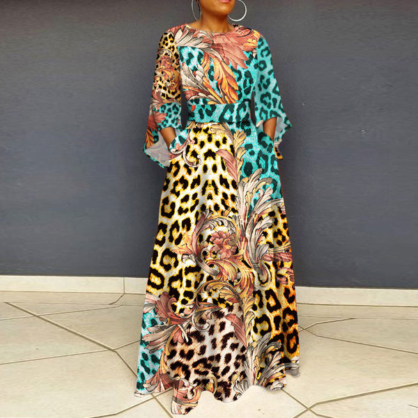 Plus Size Fashion Print Loose Big Swing Dress NY-2587