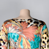 Plus Size Fashion Print Loose Big Swing Dress NY-2587