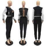 Casual Sports Long Sleeve Pants Baseball 2 Piece Set WSM-5335