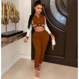 Casual Sports Long Sleeve Pants Baseball 2 Piece Set WSM-5335