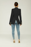 Solid Color Double-Breasted Slim Blazer Coat XMY-9395