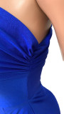 Sexy Solid Slash Shoulder Split Evening Dress LSD-83157